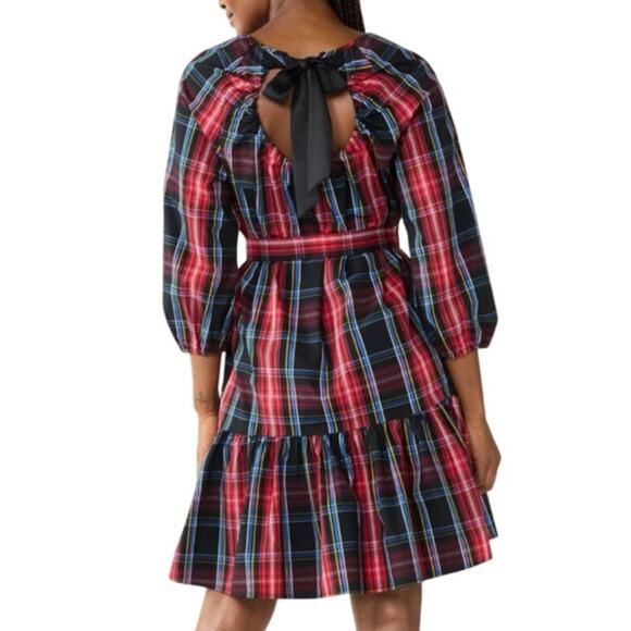 Draper James RSVP LS Bow Back Dress Tartan Plaid 2X Holiday 3/4 Sleeve NWT - Picture 2 of 10